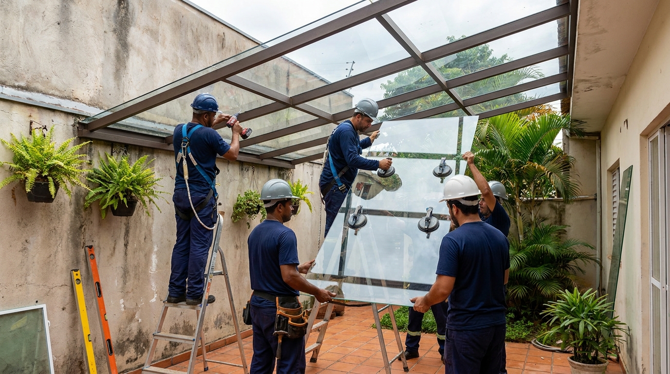 Instalação de cobertura de vidro em Salvador-BA