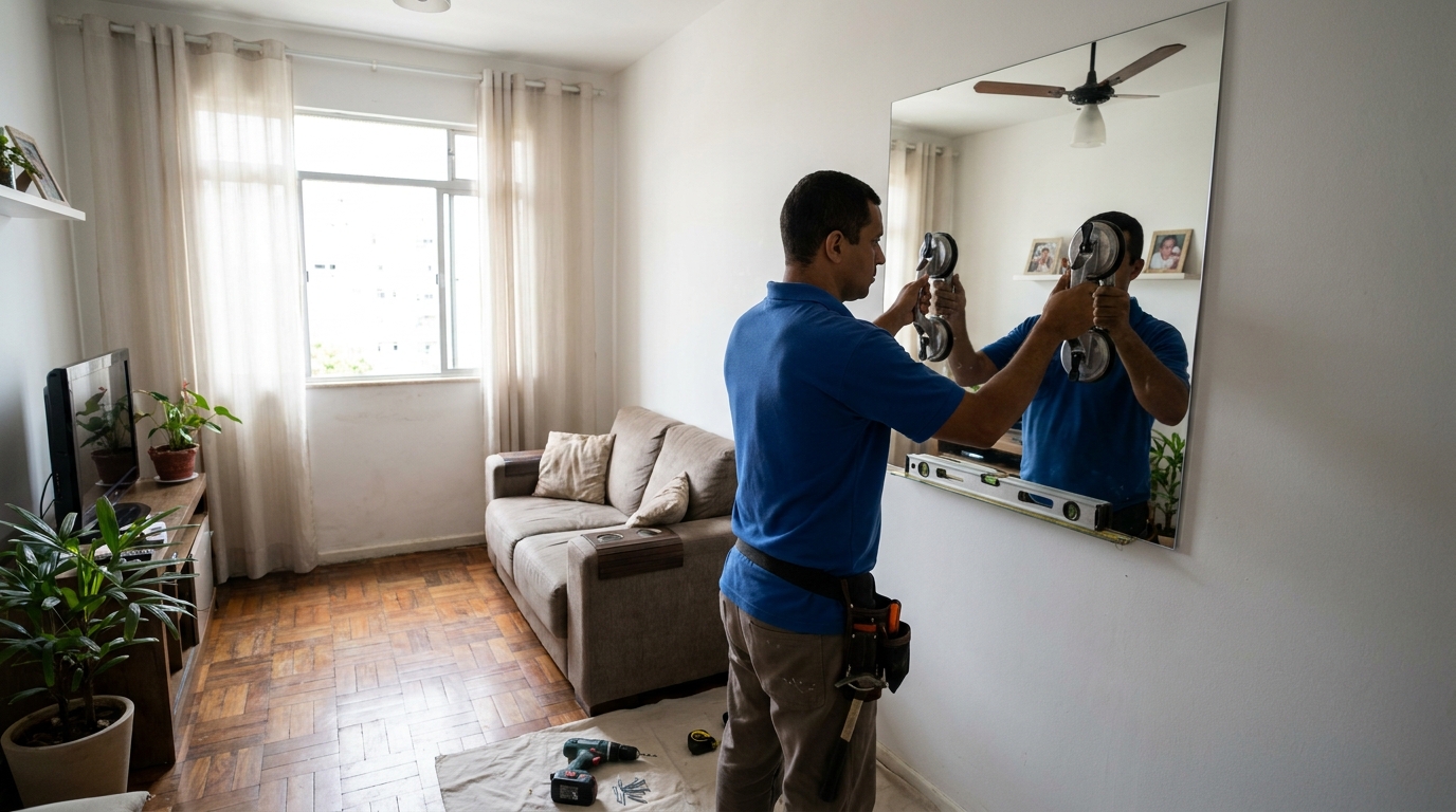 Espelho sob medida com parquet em Salvador-BA